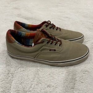 Tan Vans with Rainbow Inside and Leather Tongue Men’s 13